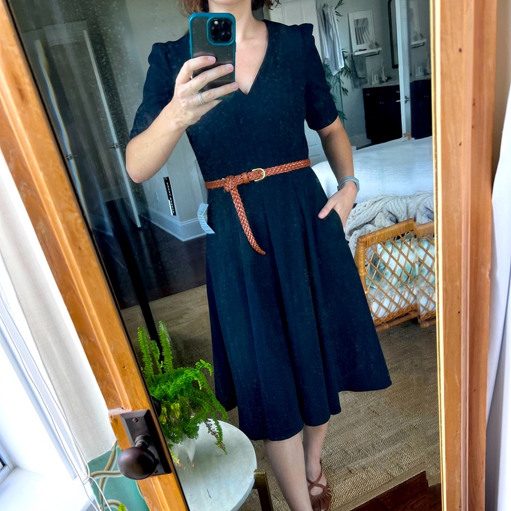 Marine navy fit and flare dress